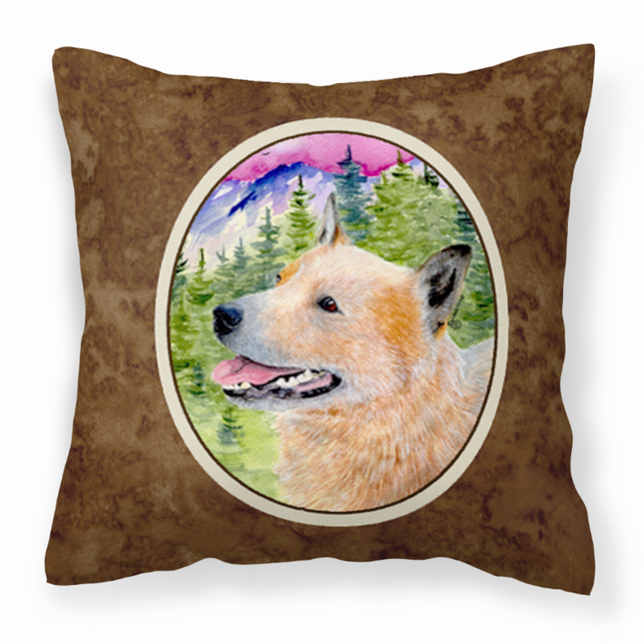 Portrait Artwork with Dog Brown Fabric Decorative Pillow - SS8335PW1414