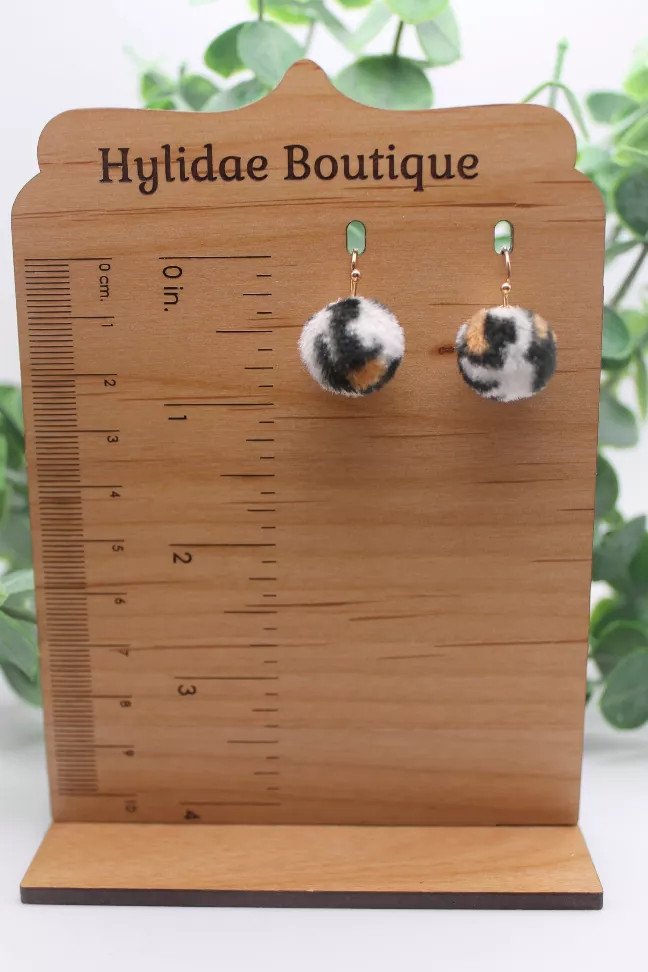 Leopard Fuzzy Dangle Earrings - 826-3