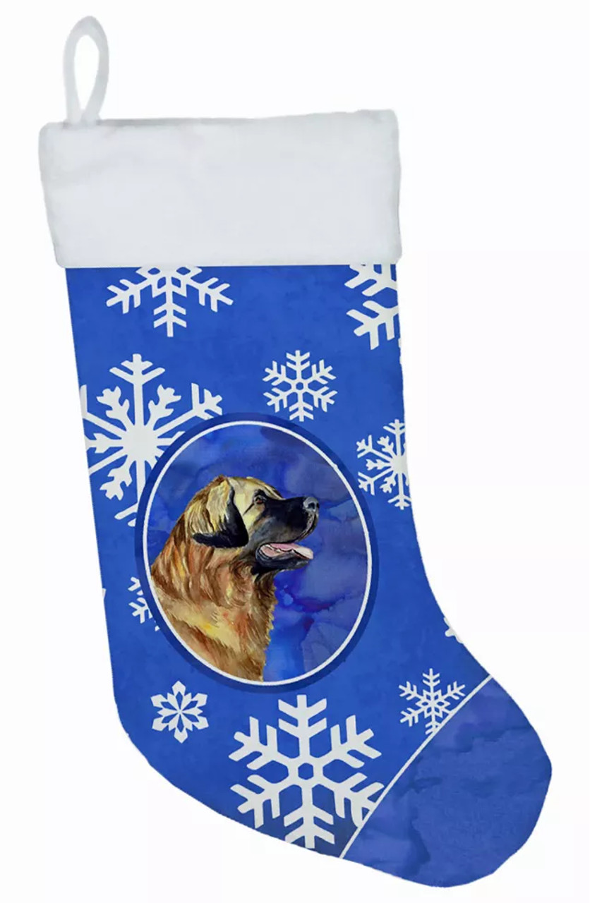 Dog and Winter Snowflakes Christmas Stocking - S000213B001695P118009V040