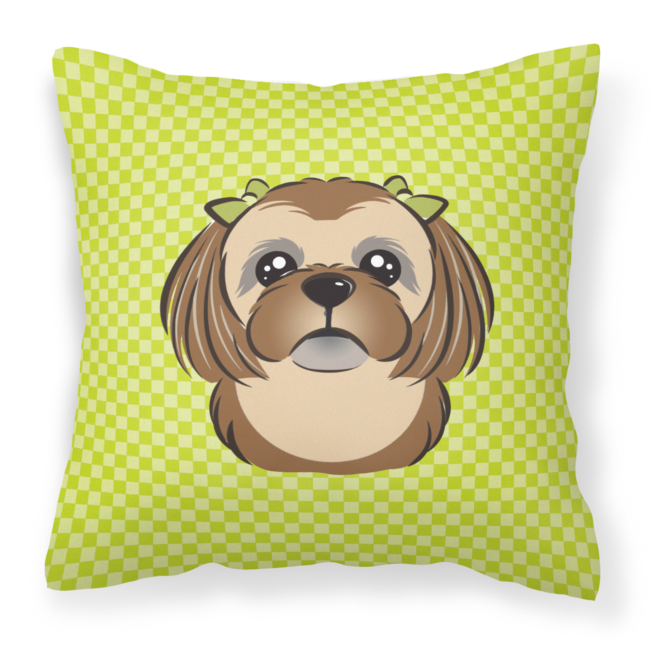 Dog Face Checkerboard Design Fabric Decorative Pillow - S000213B001695P043386V000