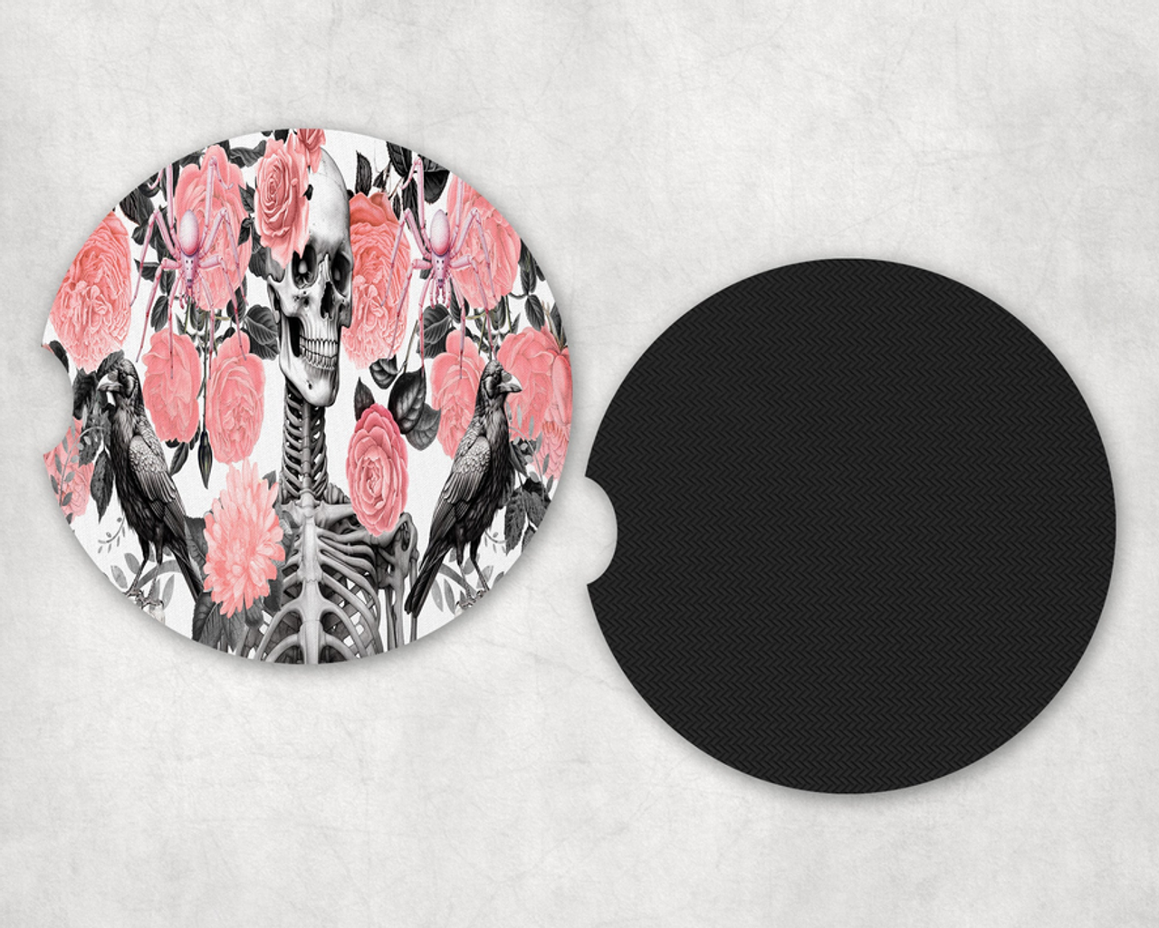 Floral Skeleton Neoprene Car Coaster Set - 2653-5729
