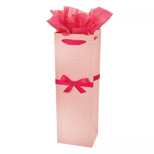 Elegant Pink Polka Dot Wine Bag By Cakewalk