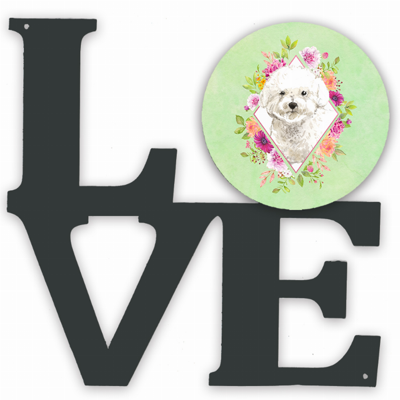 Dog Breed Flowers Design Metal Wall Artwork LOVE - CK4423WALV