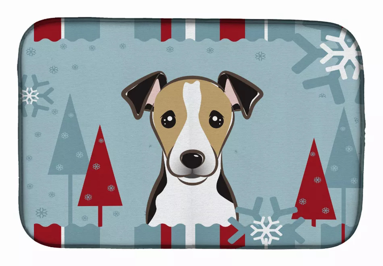 Winter Holiday Dog on Dish Drying Mat - S000213B001695P115596V278