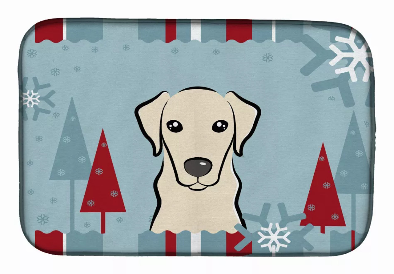 Winter Holiday Dog on Dish Drying Mat - S000213B001695P115596V294