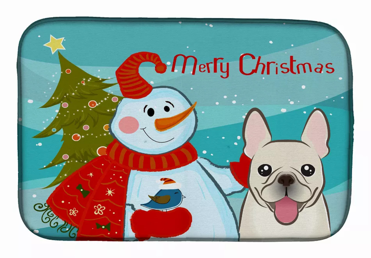 Snowman with Dog Dish Drying Mat - S000213B001695P115596V227