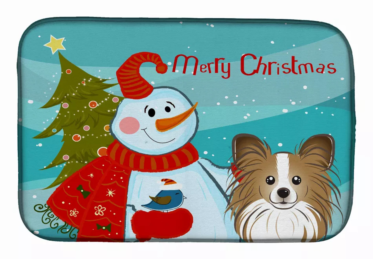 Snowman with Dog Dish Drying Mat - S000213B001695P115596V375