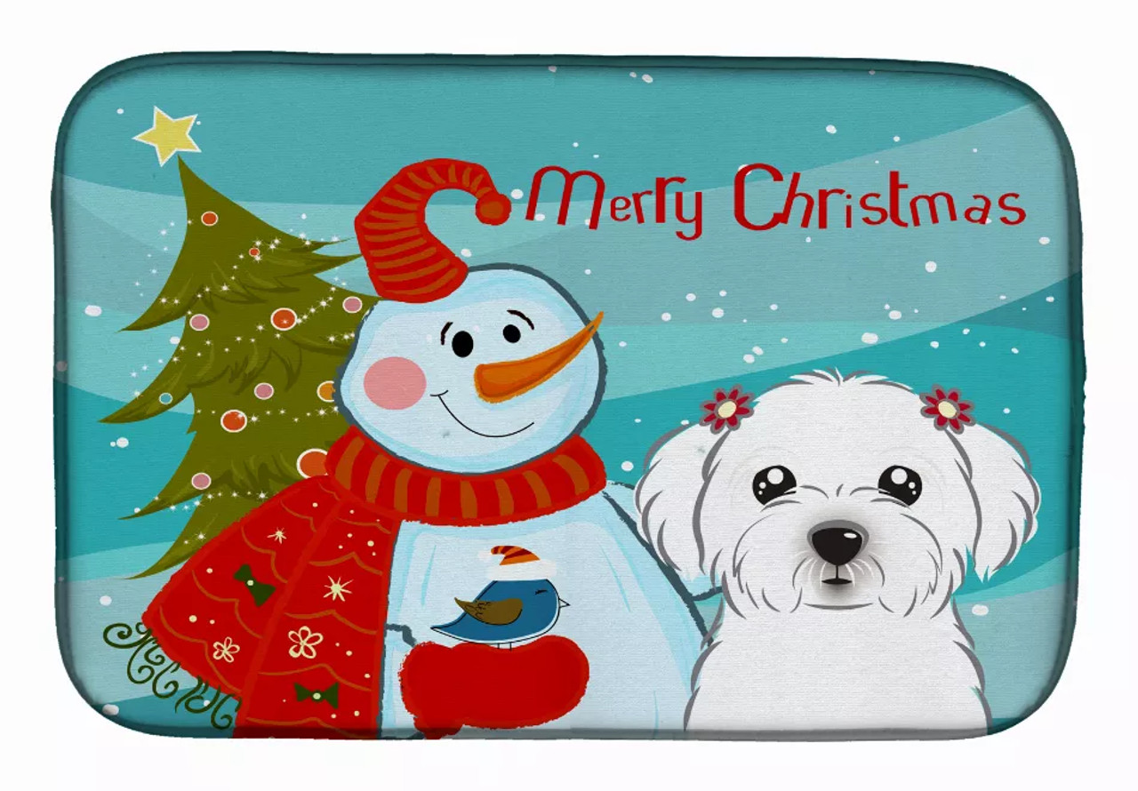 Snowman with Dog Dish Drying Mat - S000213B001695P115596V309