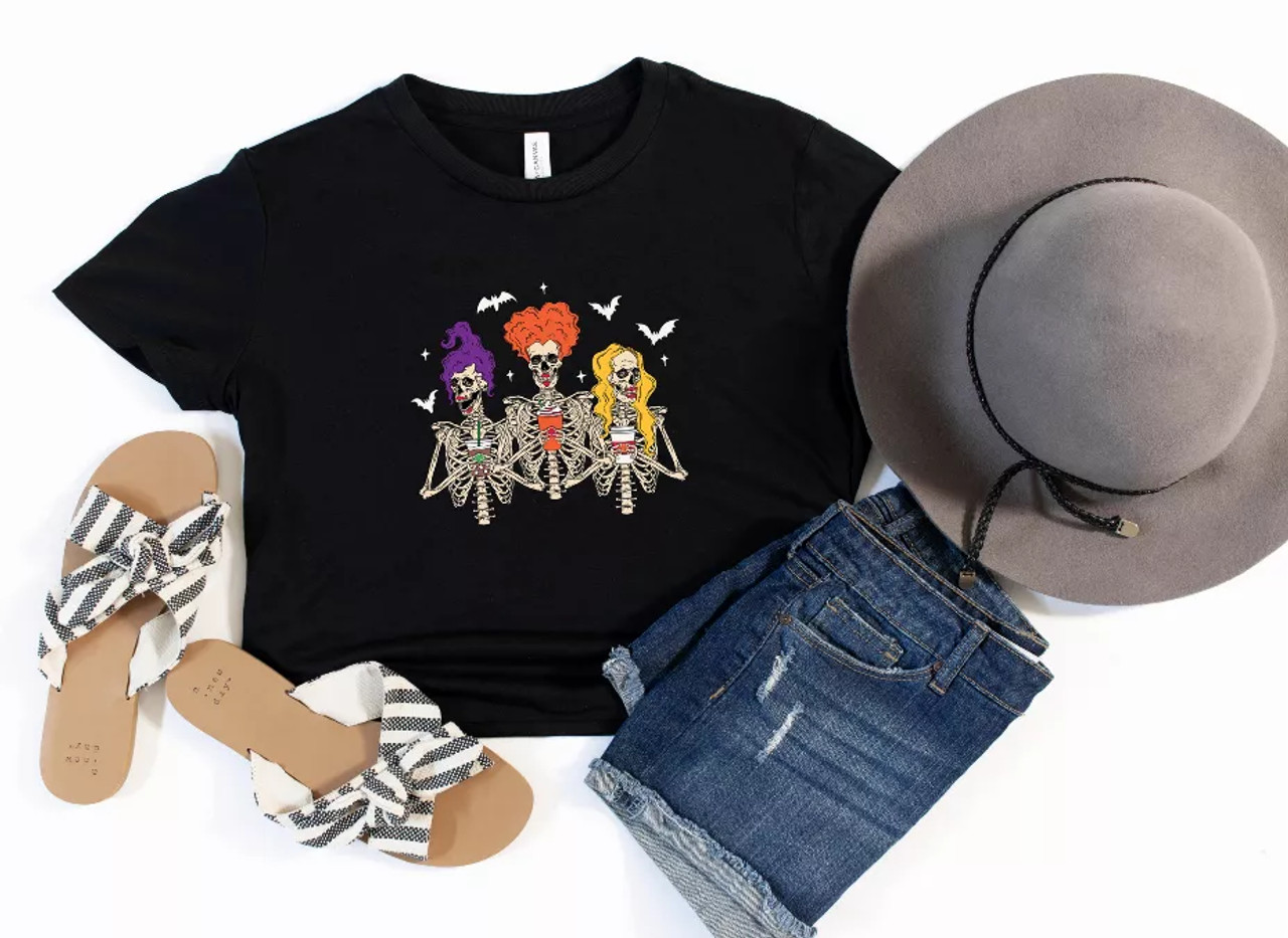 Hocus Pocus Skeletons Crop Shirt - 1391001118