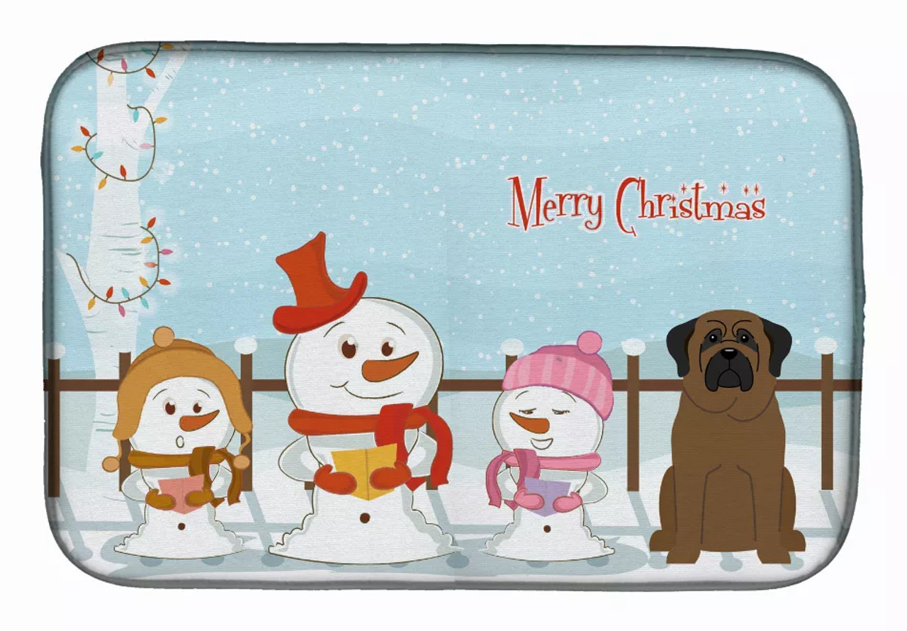 Merry Christmas Carolers Dog on Dish Drying Mat - S000213B001695P115596V117