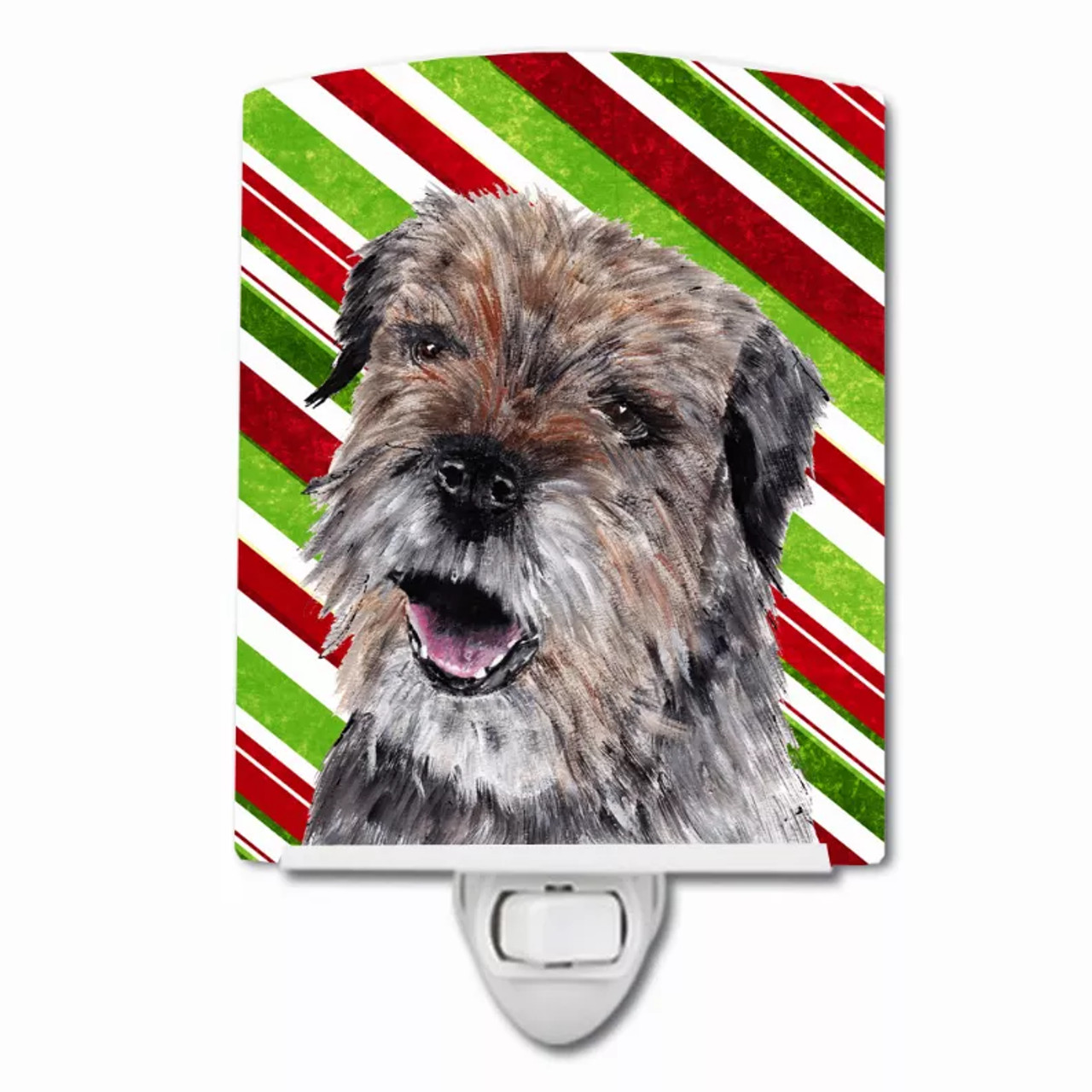 Candy Cane Holiday Christmas Dog Art Ceramic Night Light - S000213B001695P103456V000