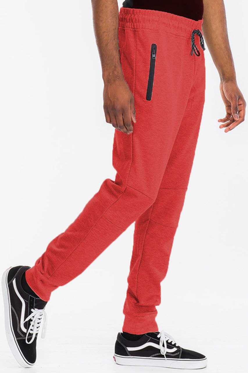 Heathered Cotton Sweats - J111-RED-2XL