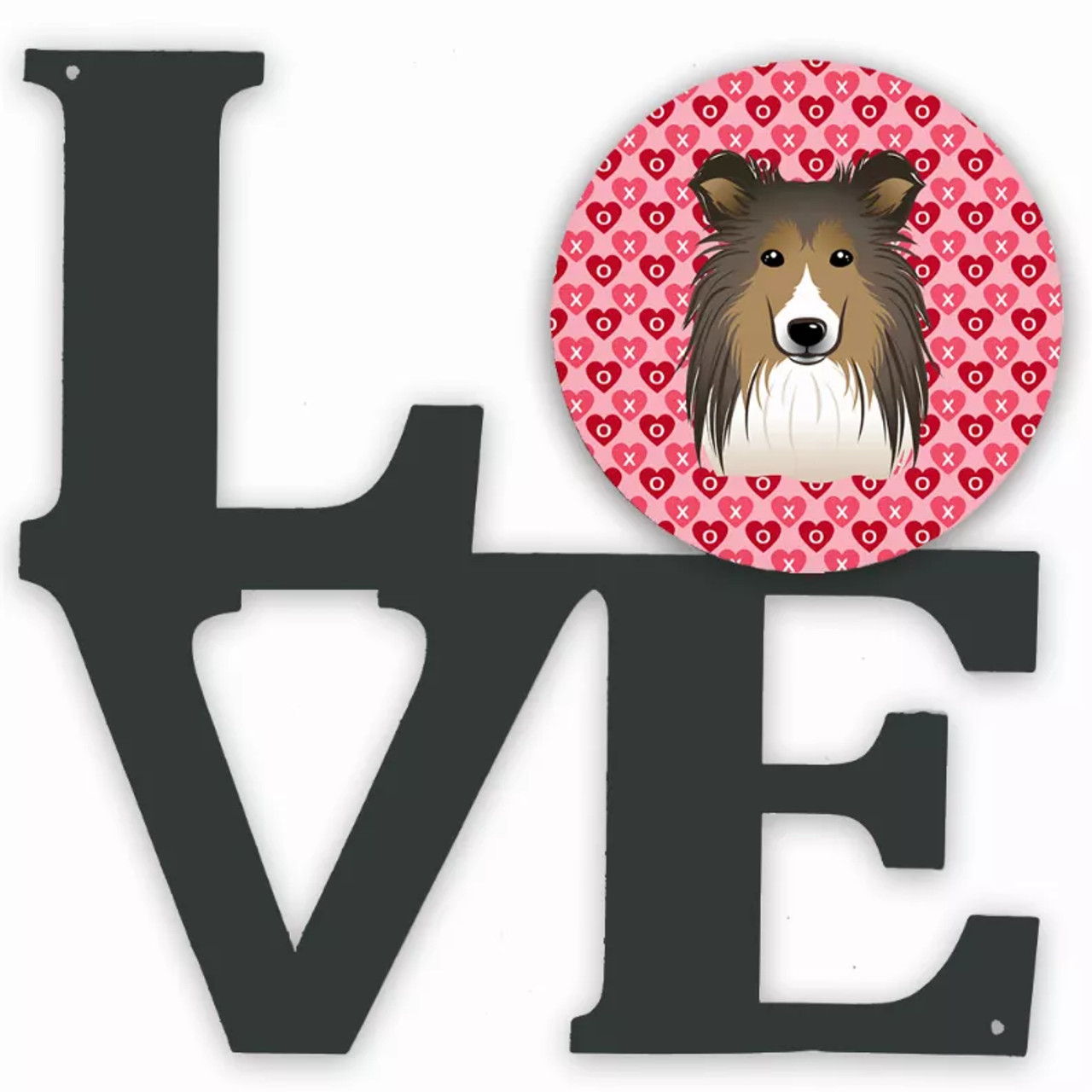 Dog Face xoxo Hearts Metal Wall Artwork LOVE - S000213B001695P011918V000