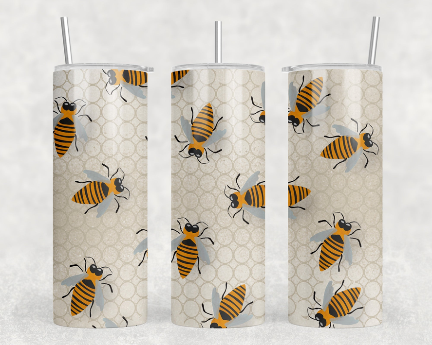 Bees|Skinny Tumbler|Optional Bluetooth Speaker| Speaker Color Varies