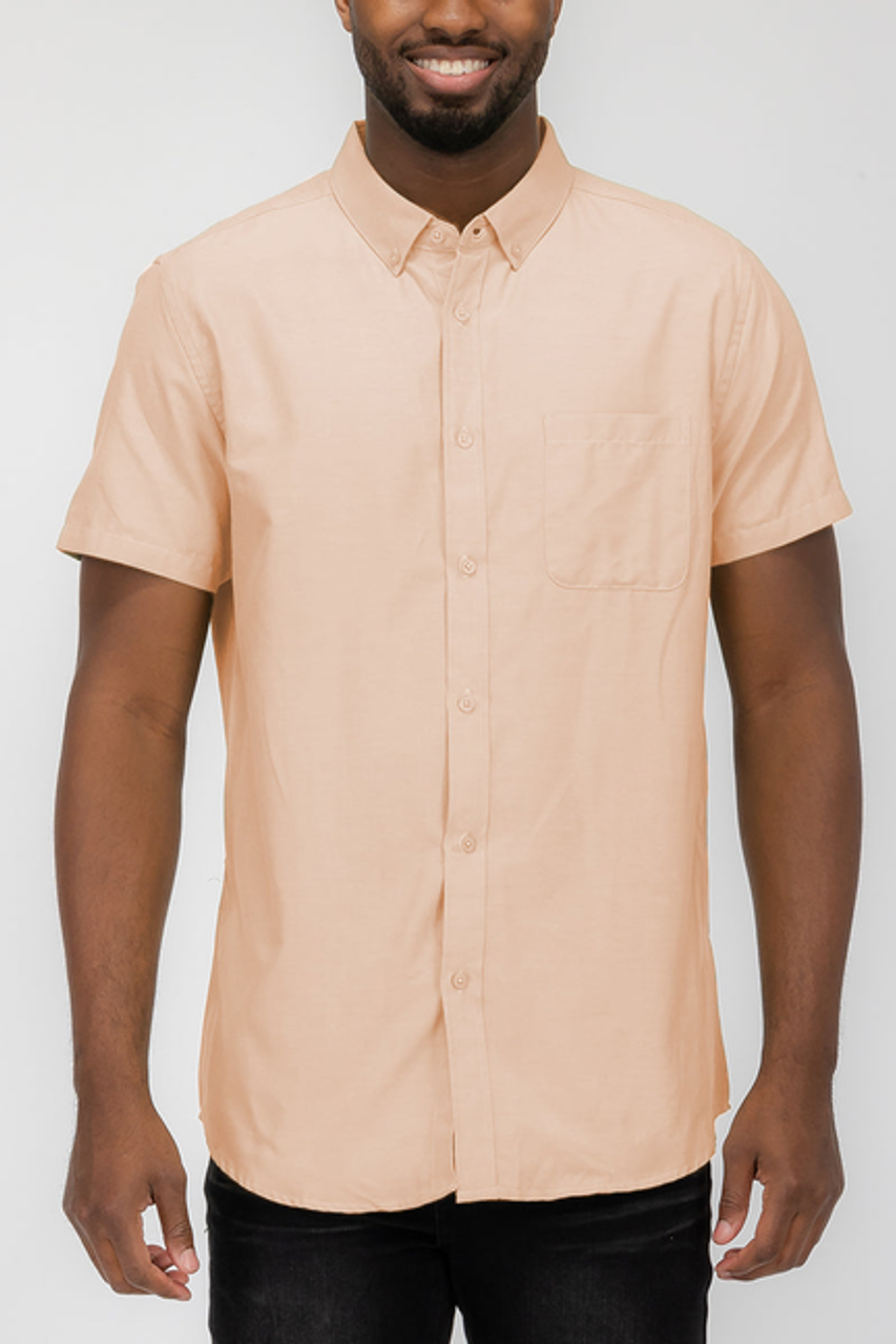 Signature Classic Single Pocket Button Down - M3514-PEACH-M Signature Classic Single Pocket Button Down - M3514-PEACH-M