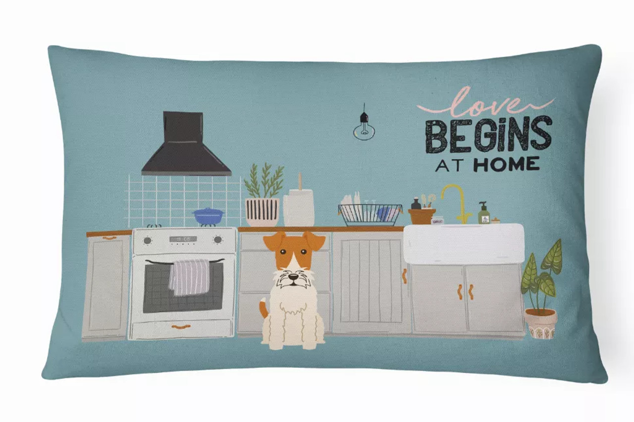 Dog Kitchen Scene Art Canvas Fabric Decorative Pillow - S000213B001695P020448V000