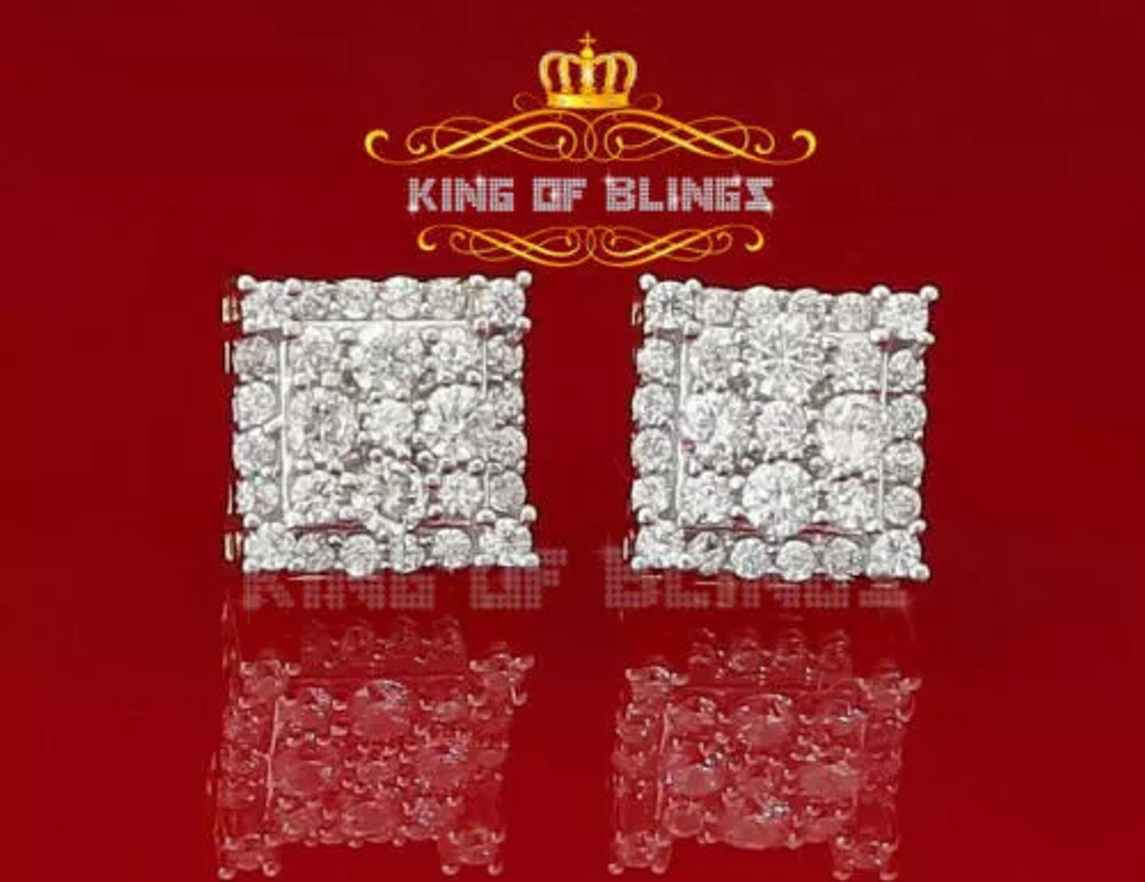 Men's Elegant diamond yellow Gold Sterling Silver Screw Back Hip Hop Stud Earrings