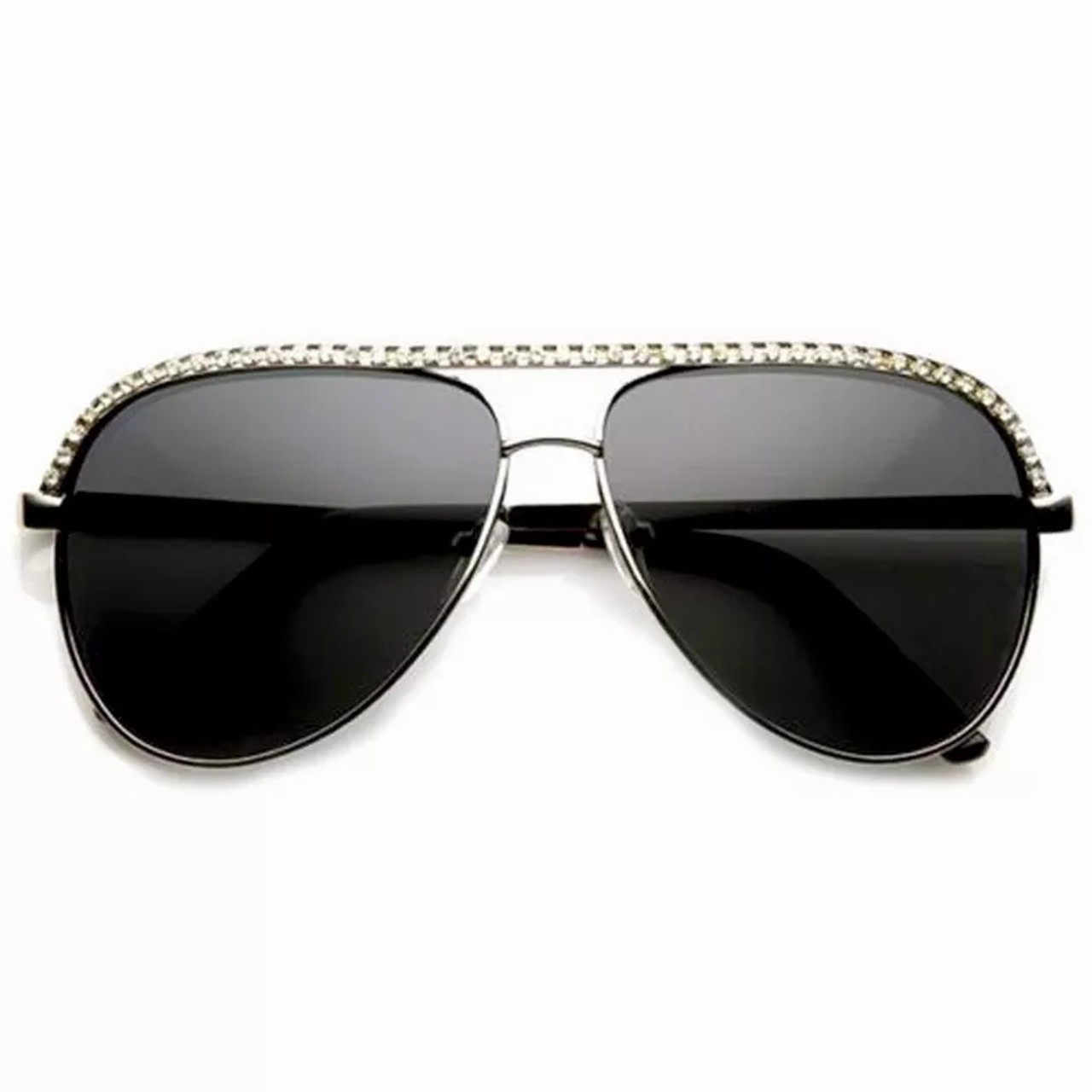 Rhinestones Womens Aviator Metal Sunglasses Stunner Fashion Celebrity Bling