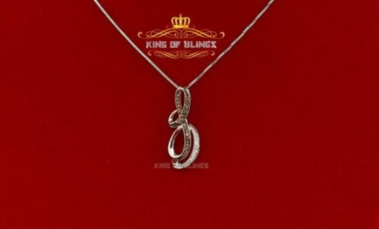 10K White Gold Finish With Brown Cubic Zirconia Silver Pendant
