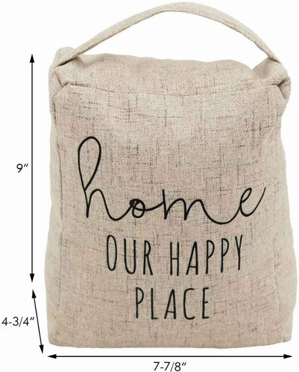 Home Our Happy Place Door Stop with Handle|Decorative Weighted Fabric Door Stopper for Bedroom- Living Room- Exterior Doors
