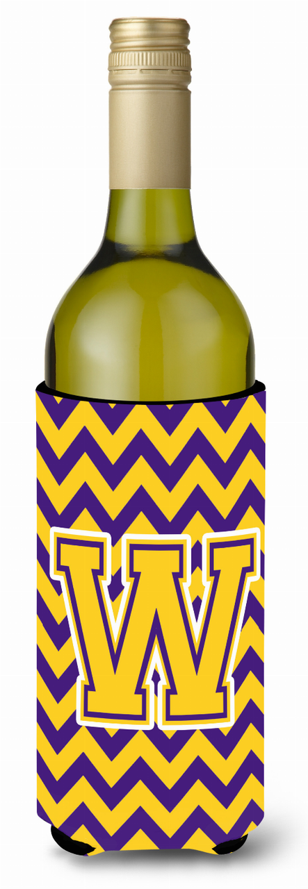 Monogram Letter Chevron Wine Bottle Hugger - CJ1041-WLITERK