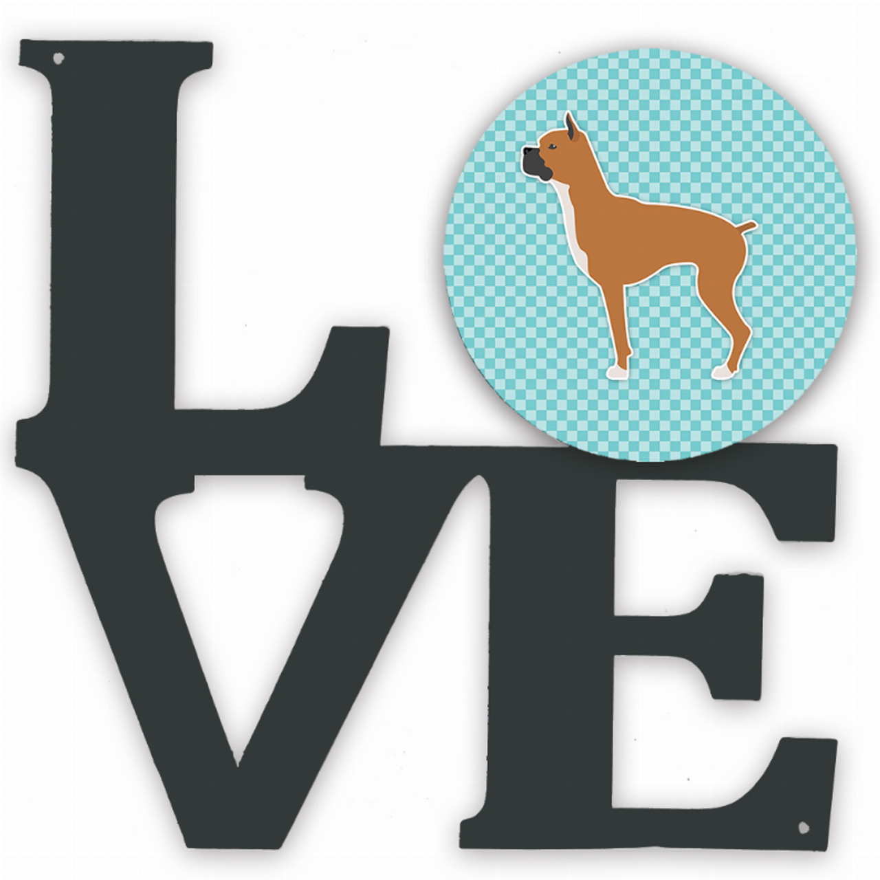 Checkerboard Dog Profile Metal Wall Artwork LOVE - BB3753WALV