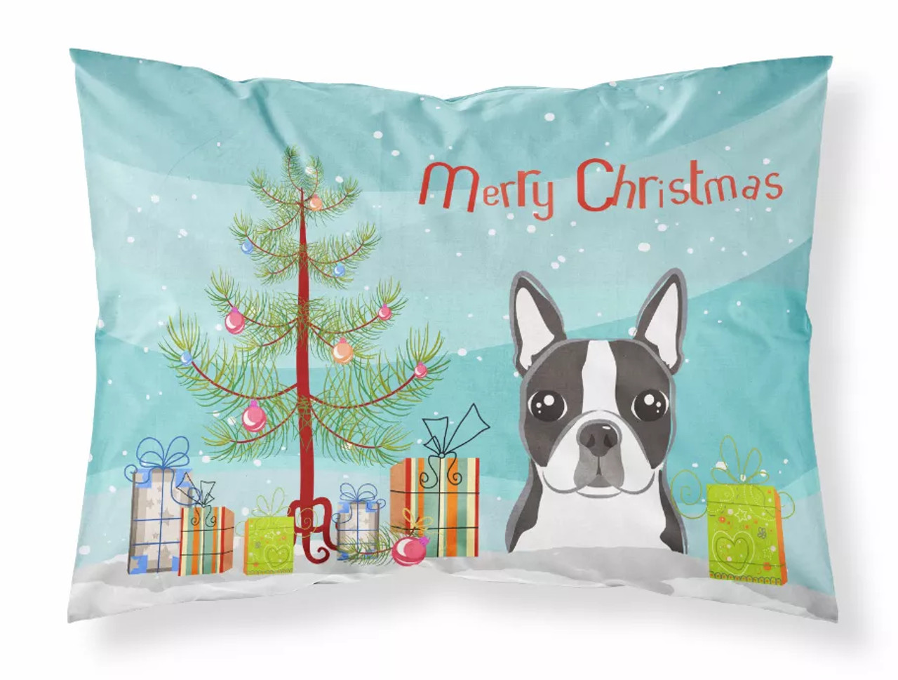 Christmas Tree and Dog Fabric Standard Pillowcase - BB1575PILLOWCASE