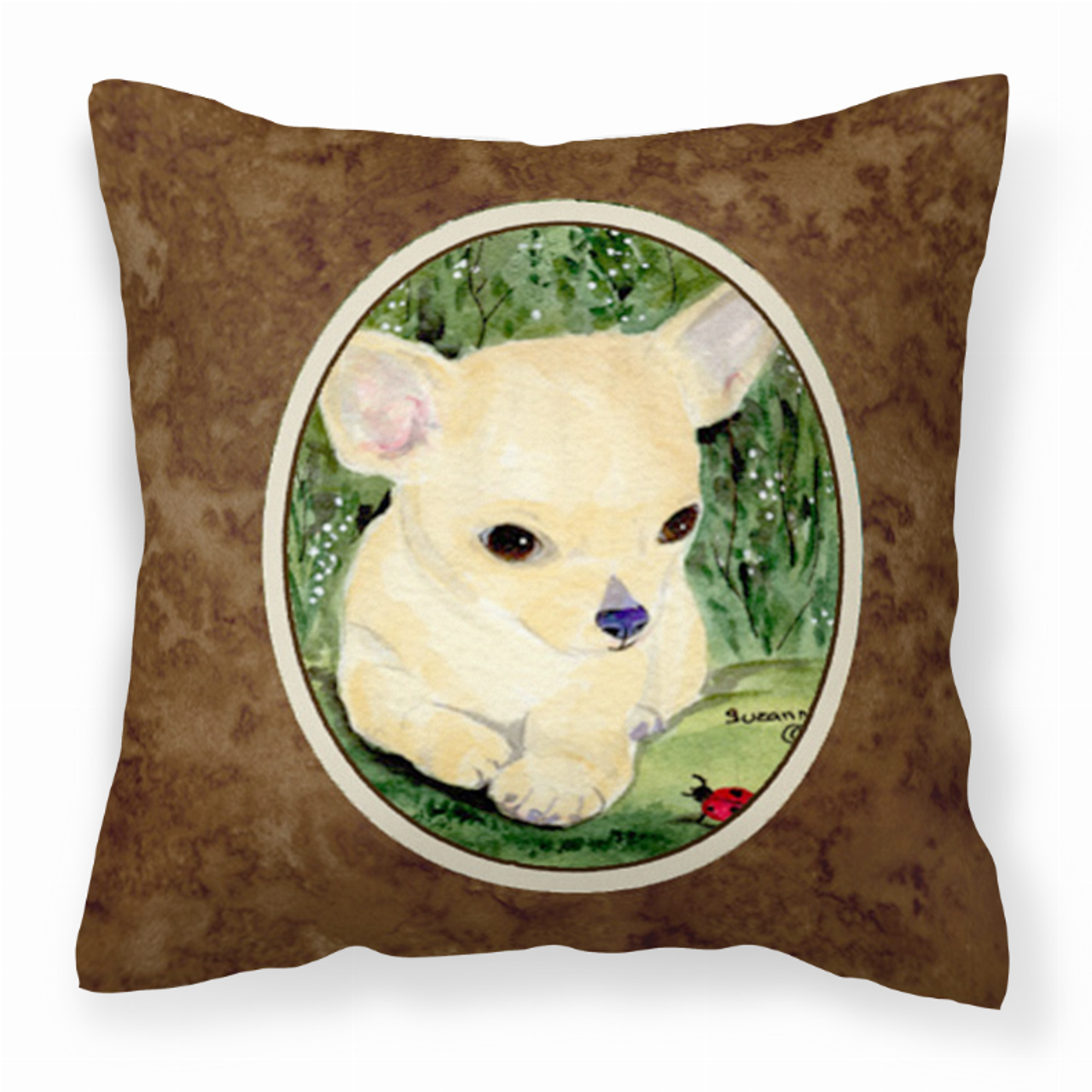 Portrait Artwork with Dog Brown Fabric Decorative Pillow - S000213B001695P022635V000