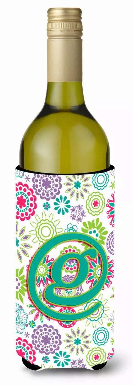 Monogram Letter Flowers Wine Bottle Hugger - CJ2011-GLITERK