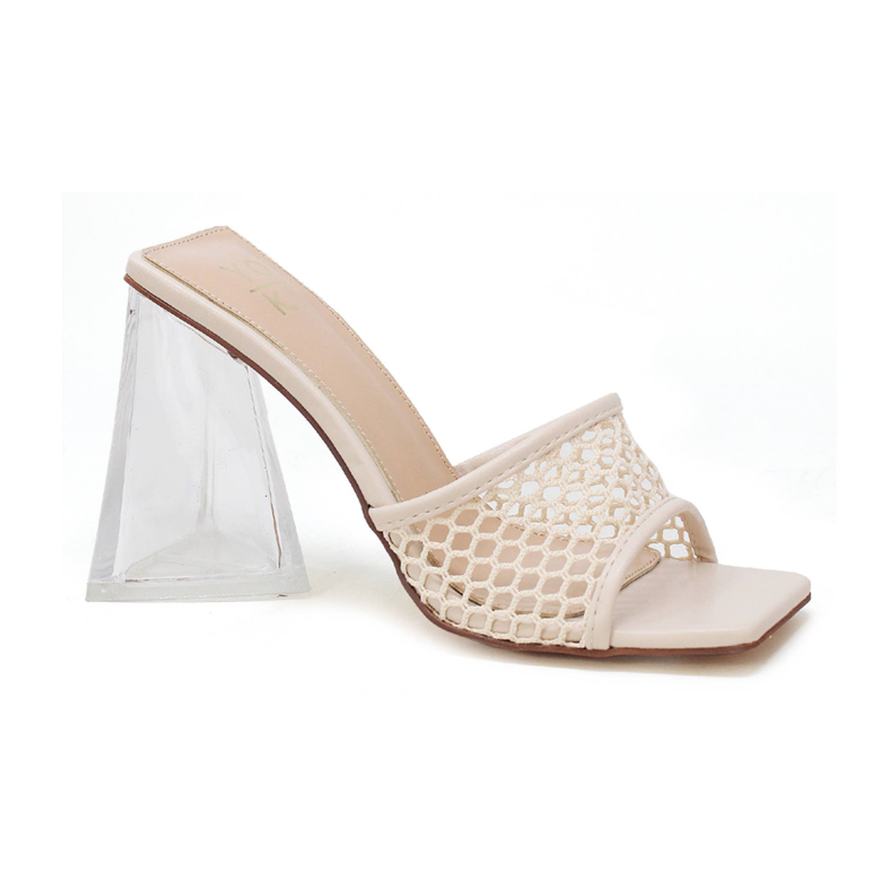 Yoki DRAYA-05 Women's Clear heel Triangle Mesh heels - DRAYA-05-BGA