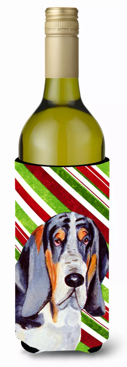 Candy Cane Holiday Christmas Design with Dog Wine Bottle Hugger - S000213B001695P031984V000
