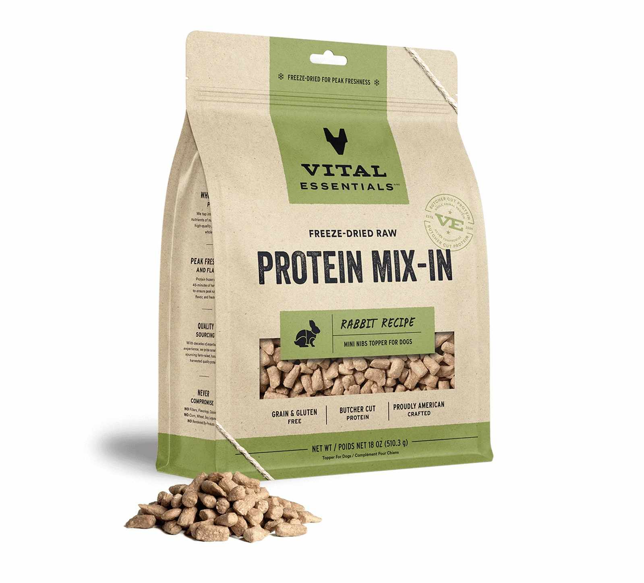 Vital Essentials® Freeze-Dried Raw Rabbit Protein Mix-In Meal Topper for Dogs,