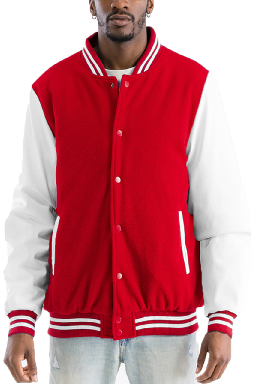 Melton Letterman Jacket - BJ222-RED-M Melton Letterman Jacket - BJ222-RED-M