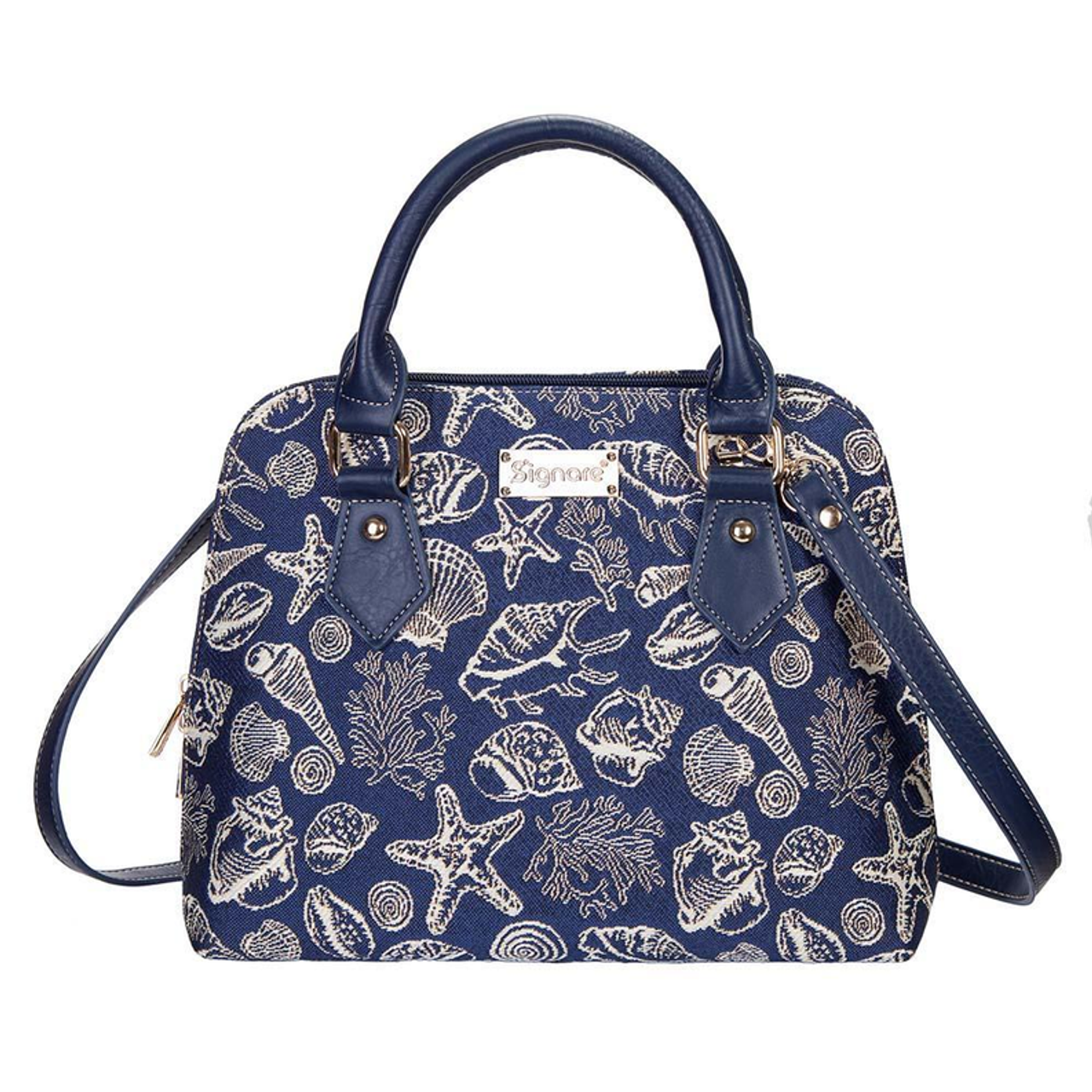 Sea Shell Convertible Top Handle Purse Handbag