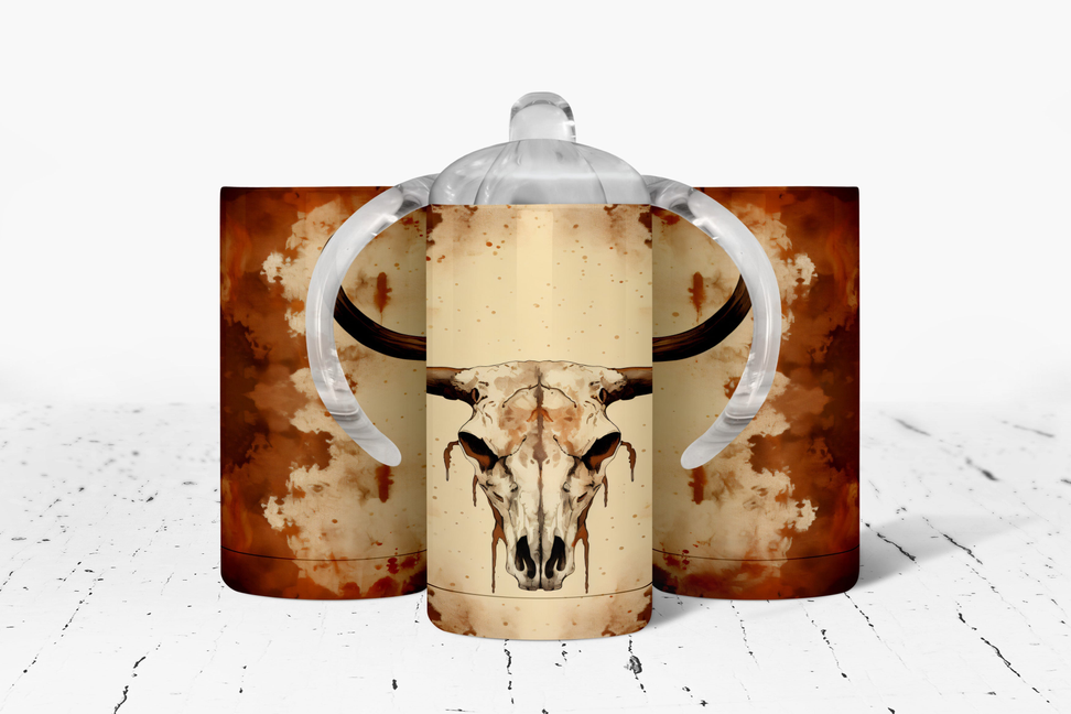 Bull Skull Insulated Kids Dual Lid Sippy Cup Tumbler - 3923-3222