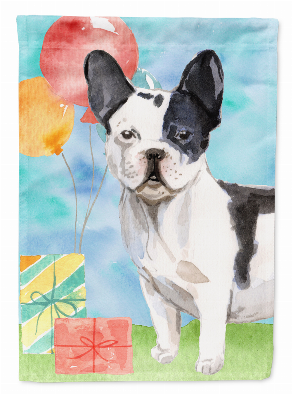 Happy Birthday French Bulldog Flag Canvas House Size