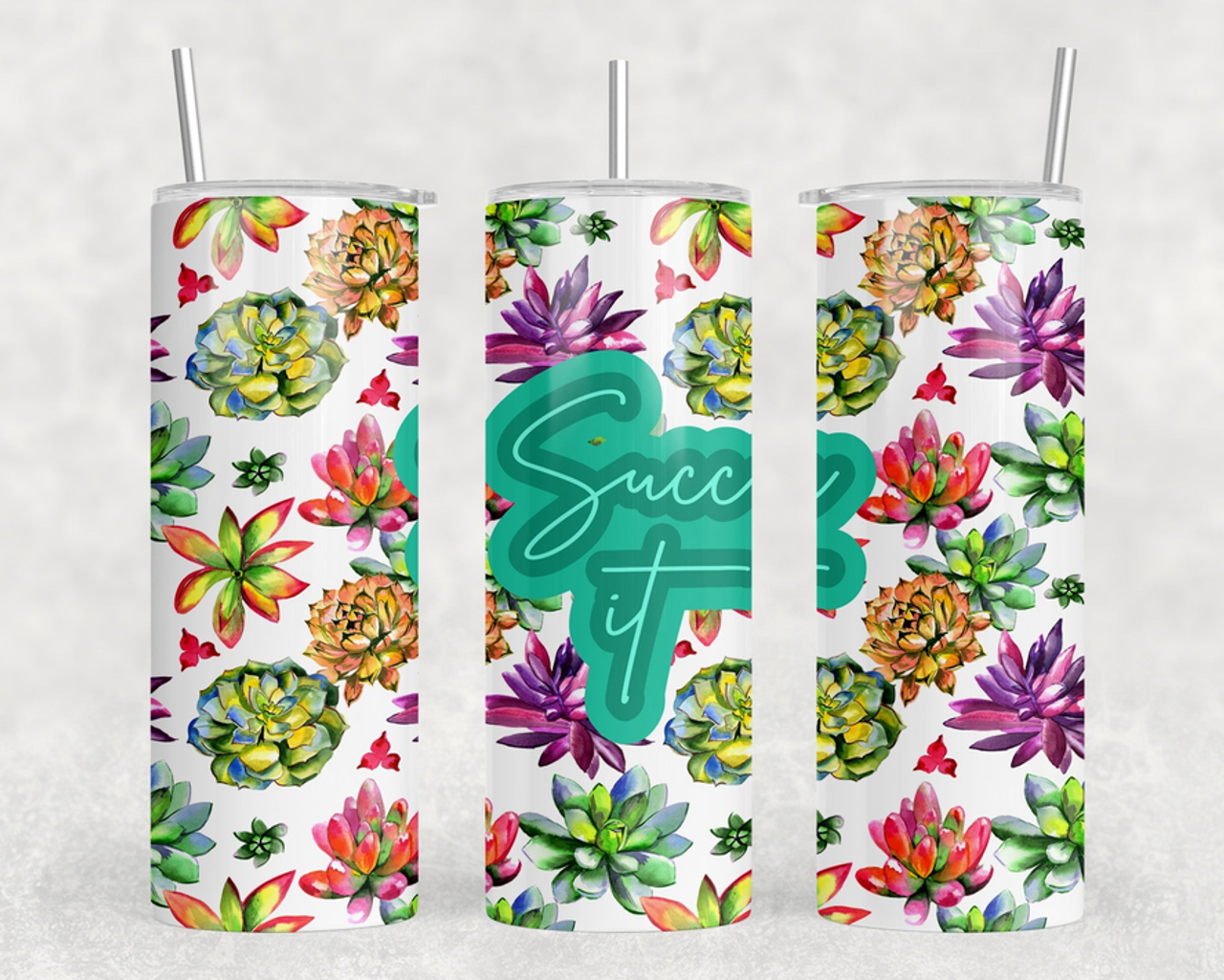 Succ It Succulents - 20 oz Steel Skinny Tumbler - Optional Blue Tooth Speaker - Speaker Color will Vary
