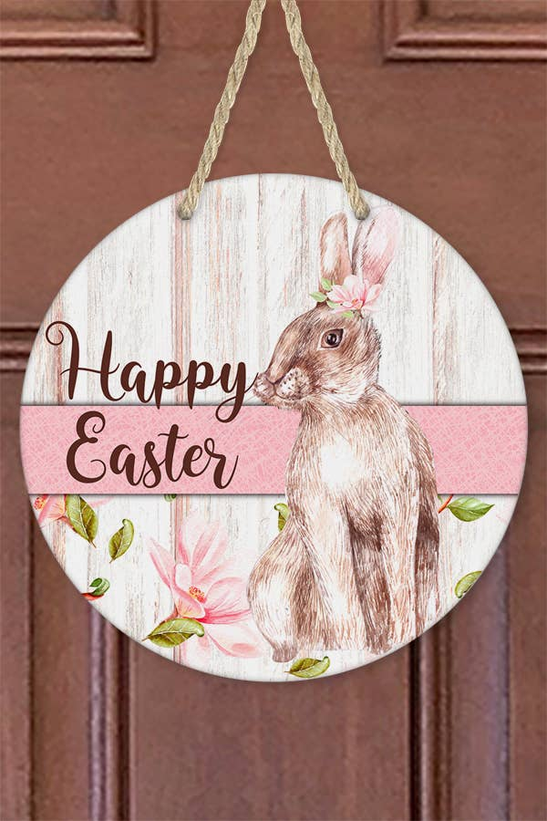 Happy Easter Home Decor Bunny Pink Stripe MIddle Door Hanger