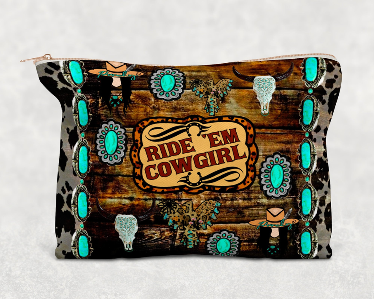 Ride 'Em Cowgirl   Printed Canvas Zipper Bag