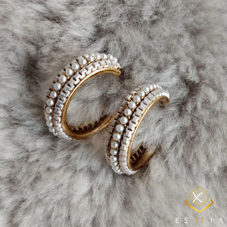 Chain Pearl Hoop - Stud/Cluster