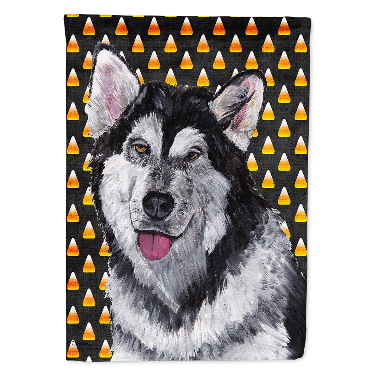 Candy Corn Halloween Dog Portrait Flag Garden Size - S000213B001695P040250V000
