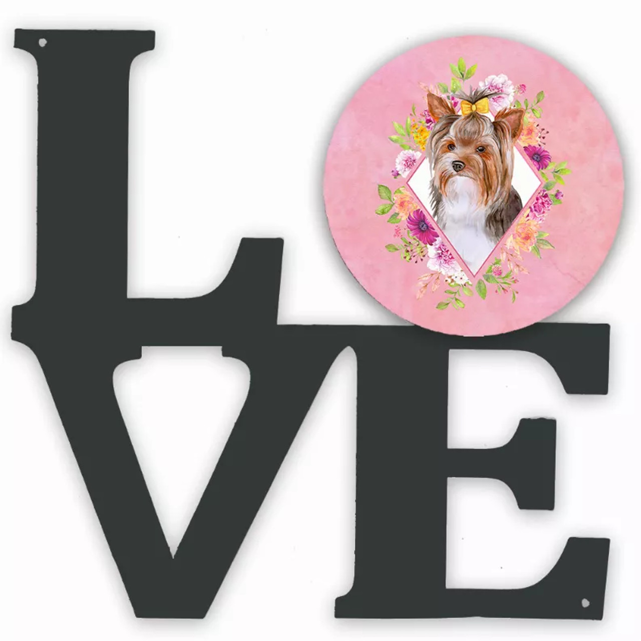 Dog Breed Flowers Design Metal Wall Artwork LOVE - S000213B001695P011054V000