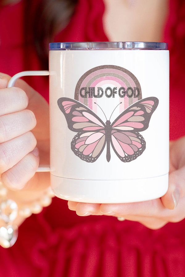 Child of God Butterfly Rainbow Stainless Steel Coffee Travel Cup