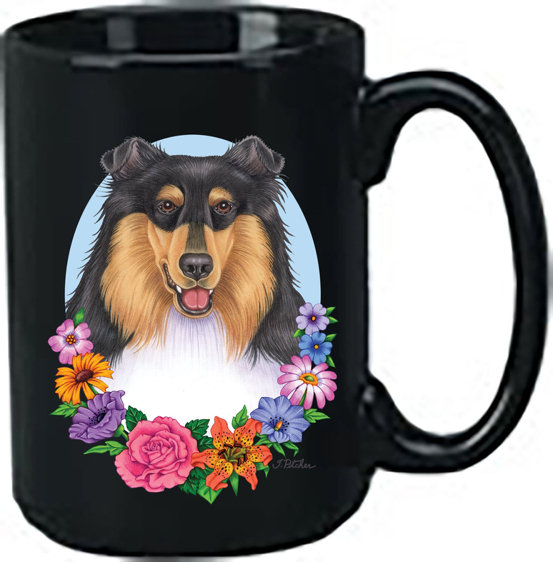 Collie Tri - Best of Breed Ceramic 15oz Coffee Black Mug