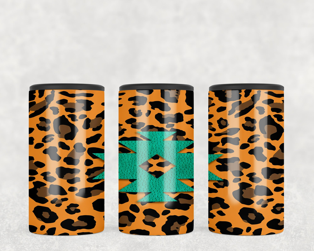 Leopard Print Aztec  Steel can hugger - optional speaker