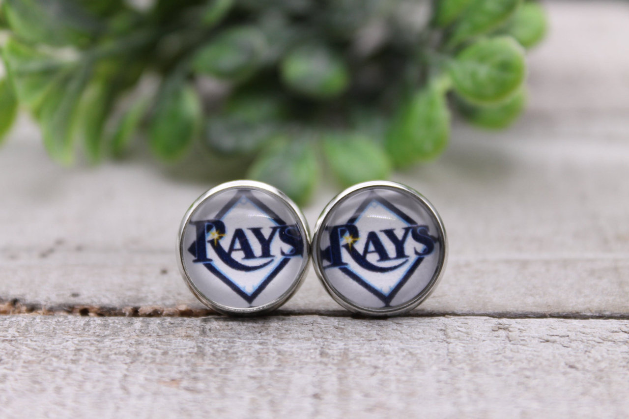 Rays Baseball || 12mm Glass Stud Earrings