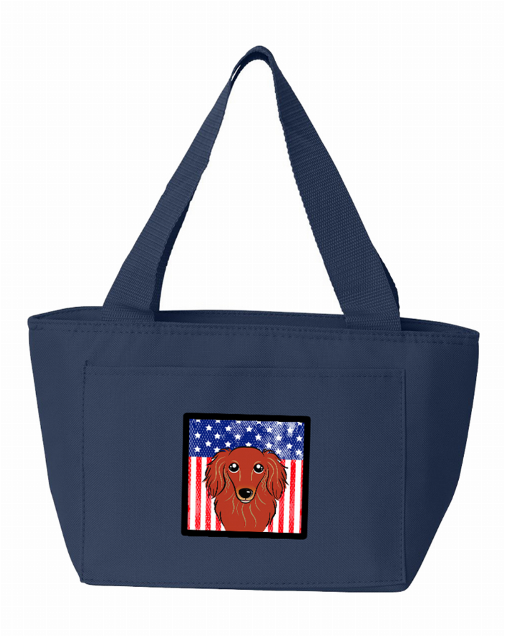 American Flag and Longhair Red Dachshund Lunch Bag