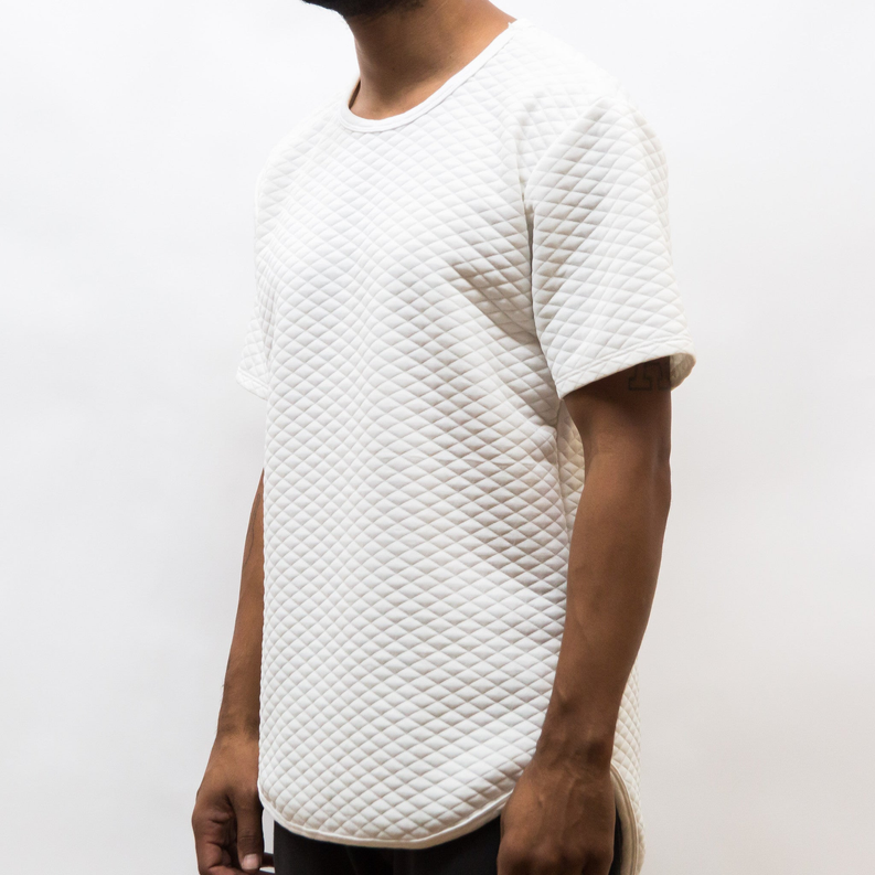QUILTED SCALLOP TEE- WHITE - 3052-WHT-L