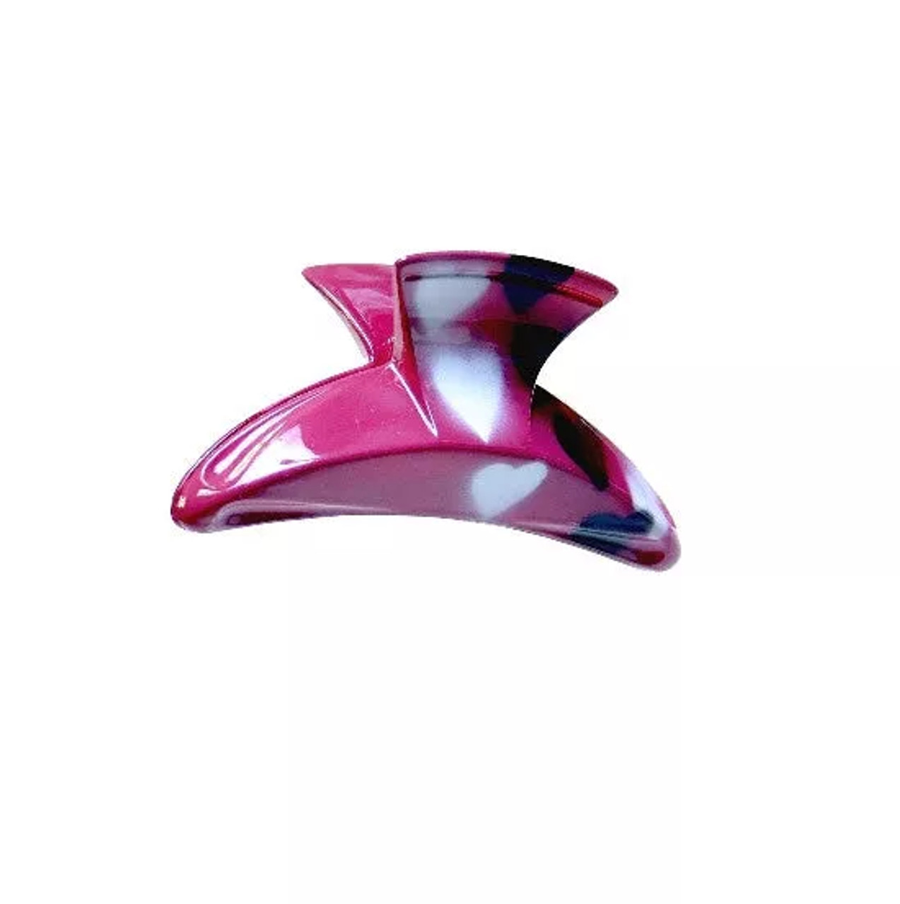 Hearts Black & White Spotted Hair Claw - 8153-04