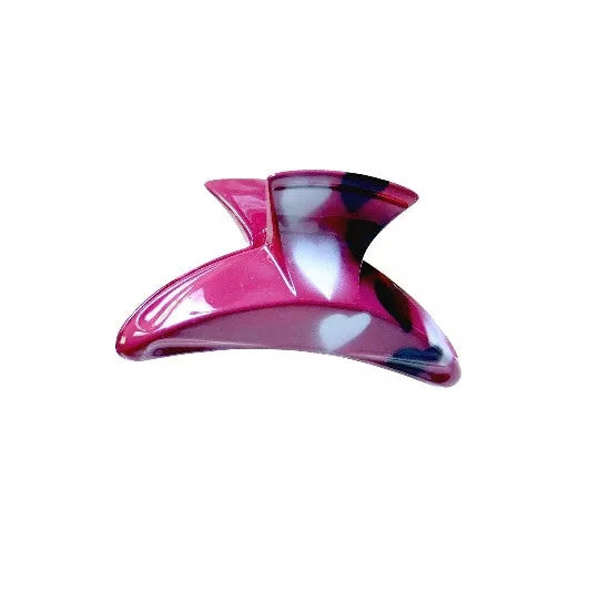 Hearts Black & White Spotted Hair Claw - 8153-03